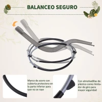 Outsunny Tumbona Mecedora de Jardín con Reposacabezas Extraíble y Tela de Texteline para Aire Libre 154x80x84 cm Gris(m-5)