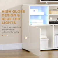 HOMCOM Mobile Porta TV fino 65" con Luci LED e Mensole in Vetro, 160x35x91cm, Bianco Lucido(m-4)