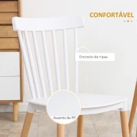 HOMCOM Conjunto de 4 Cadeiras Estilo Nórdico com Encosto Alto e Pés de Madeira de Faia 48x52,5x83cm Branco e Madeira(m-5)