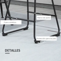 HOMCOM Juego de 2 Taburetes Altos de Cocina Tapizado en PU Taburetes de Bar de Estilo Moderno 43x43x82 cm Negro(m-6)