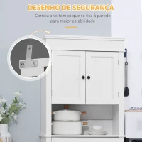 HOMCOM Armário de Cozinha com 4 Portas 1 Gaveta e Prateleira Aberta para Sala de Estar Sala de Jantar 74x39,5x183cm Branco(m-6)