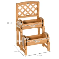 Outsunny Fioriera da Esterno a Mezza Botte in Legno d'Abete con Design Verticale Rialzato, 45x45x80 cm(m-3)