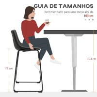 HOMCOM Conjunto de 2 Bancos Altos de Cozinha Estofado em PU com Encosto Pés de Aço e Apoio para os Pés 47x54x99cm Cinza Escuro(m-6)