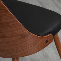 HOMCOM Conjunto de 2 Cadeiras de Sala de Jantar com Assento Estofado em PU e Pés de Madeira 50,5x59x82cm Preto e Nogueira(m-8)