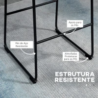 HOMCOM Conjunto de 2 Bancos Altos de Cozinha Estofado em PU com Encosto Pés de Aço e Apoio para os Pés 47x54x99cm Cinza Escuro(m-5)