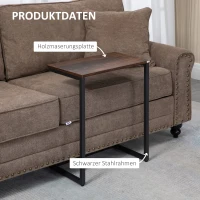 HOMCOM settafel, bijzettafel, set van 3 stuks, industrieel ontwerp, stalen frame, bruin+zwart, 45 x 30 x 60 cm(m-7)