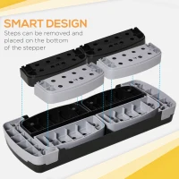 HOMCOM Stepper pentru aerobica reglabil in inaltime 10-15-20 cm, anti-alunecare, Negru si Gri(m-5)