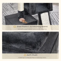 PawHut Ansamblu pentru pisici cu stalpi din sisal, pat si 2 Casute cu invelis de plus, 59x39x83cm, Negru(m-5)