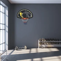 sportnow Cos de Basket pentru copii si adulti de interior si exterior din otel si PE, 110x90x70 cm, Negru si Galben(m-10)