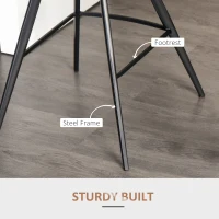 HOMCOM Set Of 2 Bar Stools Vintage Microfiber Cloth Tub Seats Padded Comfortable Steel Frame Footrest Quilted Home Bar Cafe Kitchen Chair Stylish Brown(m-6)