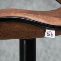 HOMCOM Bar Stool Set of 2 Microfiber Cloth Adjustable Height Armless Chairs with Swivel Seat, Brown(m-9)
