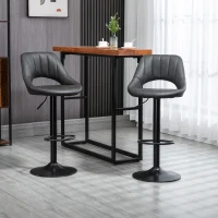 HOMCOM Barstools Set of 2 Adjustable Swivel Height Gas Lift PU Leather Counter Chairs with Footrest(m-2)