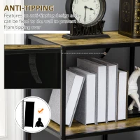 HOMCOM Biblioteca in stil industrial modern cu 4 rafturi, rafturi din lemn si metal pentru sufragerie si birou, 83x34x180cm, maro(m-5)