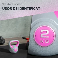 SPORTNOW Kettlebell 2kg din PU si nisip cu baza plata si maner practic pentru deadlifting, genuflexiuni si lifting, 18 x 10 x 20 cm, roz(m-5)