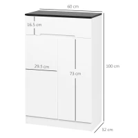 Homcom Dulap Pantofi Slim 60×32×100 cm – 12 Perechi, Rafturi & Sertar(m-3)