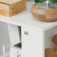 Homcom Carucior Bucatarie Lemn Alb – Cu Roti si 2 Rafturi Deschise(m-9)