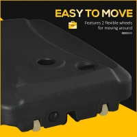 Outsunny Parasol Base - Water and Sand Filled, Up to 75kg, Portable Umbrella Stand Weights for Cantilever Banana Parasol with Wheels, Black(m-7)