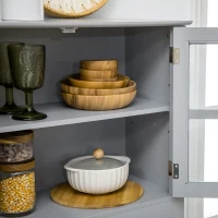 HOMCOM Bufet pentru Bucatarie, Mobilier din MDF, Dulap de Bucatarie in Stil Clasic, Gri, 68x39.5x170 cm(m-9)