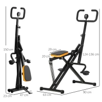 HOMCOM Total Crunch Fitness Pieghevole con Monitor LCD e Seduta Regolabile, in Acciaio e PU, 90x63x124-136 cm(m-3)