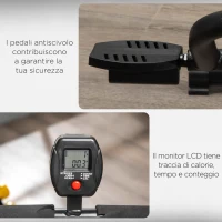 HOMCOM Total Crunch Fitness Pieghevole con Monitor LCD e Seduta Regolabile, in Acciaio e PU, 90x63x124-136 cm(m-7)