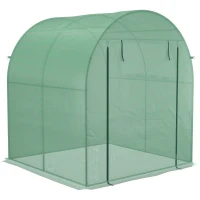 Outsunny Sera de gradina tip tunel cu ferestre si usi rulante, sera pentru plante cu invelis din PE, verde, 180x180x200cm(m-11)