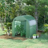 Outsunny Sera de gradina tip tunel cu ferestre si usi rulante, sera pentru plante cu invelis din PE, verde, 180x180x200cm(m-10)