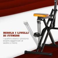 HOMCOM Total Crunch Fitness Pieghevole con Monitor LCD e Seduta Regolabile, in Acciaio e PU, 90x63x124-136 cm(m-5)