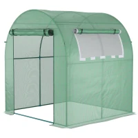 Outsunny Sera de gradina tip tunel cu ferestre si usi rulante, sera pentru plante cu invelis din PE, verde, 180x180x200cm(m-1)