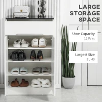 Homcom Dulap Pantofi Slim 60×32×100 cm – 12 Perechi, Rafturi & Sertar(m-4)