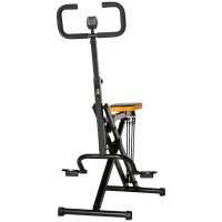 HOMCOM Total Crunch Fitness Pieghevole con Monitor LCD e Seduta Regolabile, in Acciaio e PU, 90x63x124-136 cm(m-11)