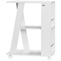 Homcom Carucior Bucatarie Lemn Alb – Cu Roti si 2 Rafturi Deschise(m-12)