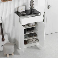 Homcom Dulap Pantofi Slim 60×32×100 cm – 12 Perechi, Rafturi & Sertar(m-7)