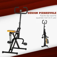 HOMCOM Total Crunch Fitness Pieghevole con Monitor LCD e Seduta Regolabile, in Acciaio e PU, 90x63x124-136 cm(m-4)