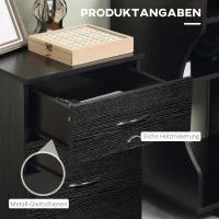 HOMCOM Rollcontainer Bürocontainer Kommode Schubladenschrank auf Rollen, Spanplatte, 41x39x58cm (Schwarz)(m-6)