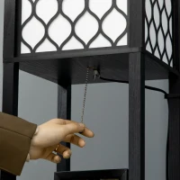 HOMCOM Lampa de podea coloana din MDF si plastic PP cu 2 rafturi, pentru camera de zi, studiu si dormitor, 26x26x156cm, alb si negru(m-8)