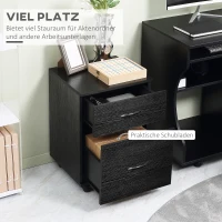 HOMCOM Rollcontainer Bürocontainer Kommode Schubladenschrank auf Rollen, Spanplatte, 41x39x58cm (Schwarz)(m-4)