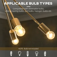HOMCOM Lampada a Sospensione in Metallo Oro con 10 Luci per Cucina, Soggiorno e Camera da Letto, 65x65x78.5 cm(m-5)