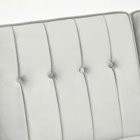 HOMCOM Canapea extensibila  cu 3 locuri cu taburet si spatar inclinabil, tapiterie din catifea si scaun captusit, 218x85x86 cm, gri deschis(m-9)