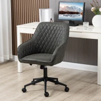 Vinsetto Scaun de birou cu inclinare si inaltime reglabila, din Piele PU, spuma de cauciuc si otel, 59x60x90-100 cm, Gri(m-2)