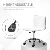 HOMCOM Adjustable Swivel Office Chair with Armless Mid-Back in PU Leather and Chrome Base - White(m-4)
