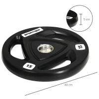 SPORTNOW Set 2 Dischi Pesi 15kg in Acciaio Rivestimento in Gomma per Bilanciere(m-3)