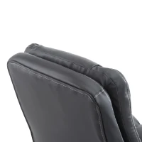 HOMCOM Mid Back Executive Office Chair, Faux Leather Computer Desk Chair with Swivel, Double-Tier Padding, Arm, Wheels, Black(m-9)