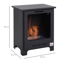 HOMCOM Freestanding Ethanol Fireplace, Bioethanol Fire with 0.9L Tank, 3 Hours Burning Time for Indoor, Black(m-3)