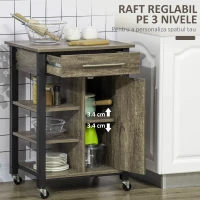 Homcom Carucior Bucatarie – Cu Sertar, Dulap si 4 Roti(m-6)