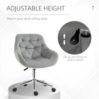 Vinsetto Home Office Chair Velvet Ergonomic Computer Chair Comfy Desk Chair with Adjustable Height, Arm and Back Support, Grey(m-4)
