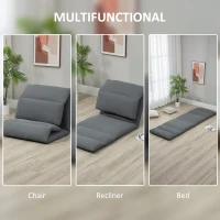 HOMCOM Adjustable Floor Chair with Back Support, Folding Chair Bed, Lazy Sofa Bed for Gaming, Meditation, Reading, Dark Grey(m-5)