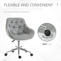 Vinsetto Home Office Chair Velvet Ergonomic Computer Chair Comfy Desk Chair with Adjustable Height, Arm and Back Support, Grey(m-5)