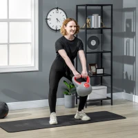 SPORTNOW Kettlebell 14kg din PU cu nisip si baza plata, maner comod 26x18x32 cm, Rosu(m-7)