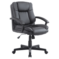HOMCOM Mid Back Executive Office Chair, Faux Leather Computer Desk Chair with Swivel, Double-Tier Padding, Arm, Wheels, Black
