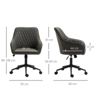 Vinsetto Scaun de birou cu inclinare si inaltime reglabila, din Piele PU, spuma de cauciuc si otel, 59x60x90-100 cm, Gri(m-3)